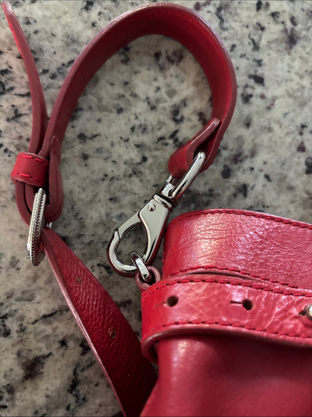 Cole Haan Red Leather Shoulder Hobo Tote Bag, Multiple Pockets, Like New - Picture 8 of 13